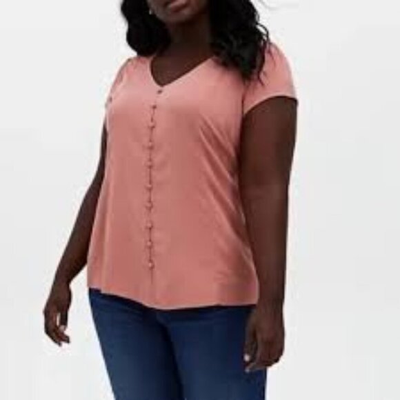 torrid Tops - NWT Torrid Coral Button Up Blouse with Corset Back Size 2